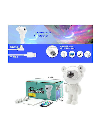 Andowl Led Rotating Kids Projector Lamp Astronaut with Star Projection White