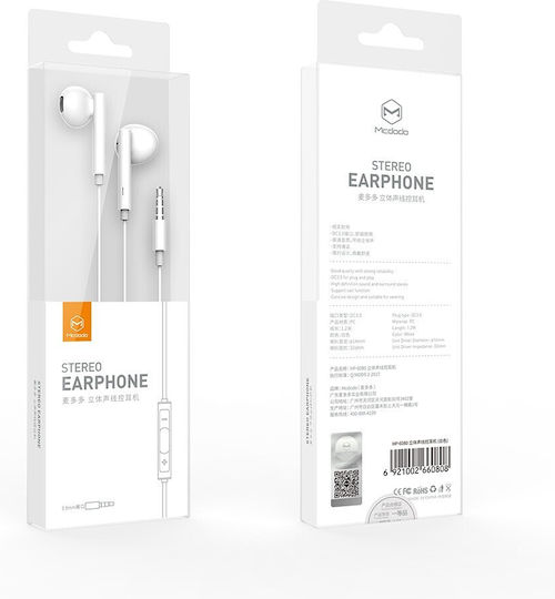 Mcdodo HP-6080 In-ear Handsfree με Βύσμα 3.5mm Λευκό