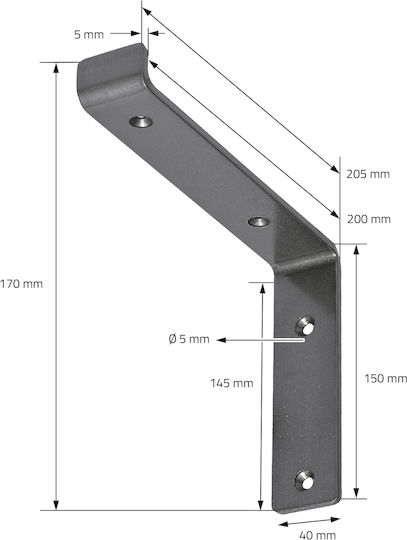 ML-Design Raft de colț Robust din Metal în Culoare Albastru 200x40mm 2buc 490008787