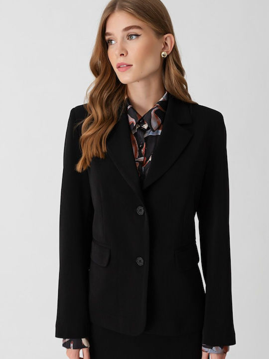 Fibes Long Women's Blazer Black