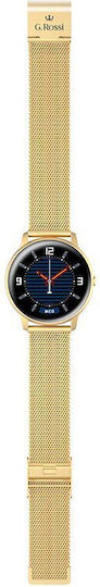 G.Rossi SG010E Stainless Steel 45mm Smartwatch με Παλμογράφο (Gold)