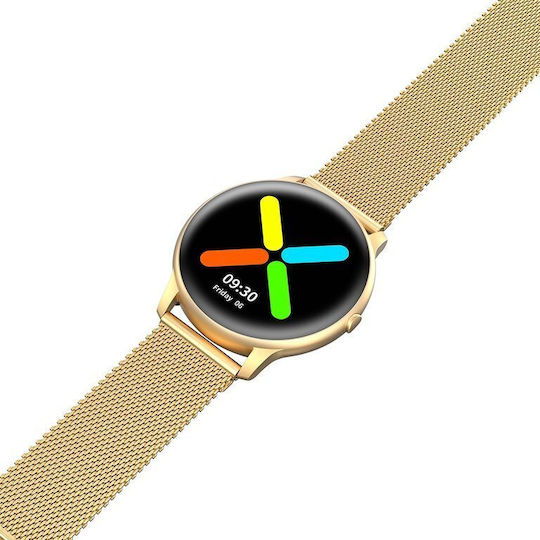 G.Rossi SG010E Stainless Steel 45mm Smartwatch με Παλμογράφο (Gold)