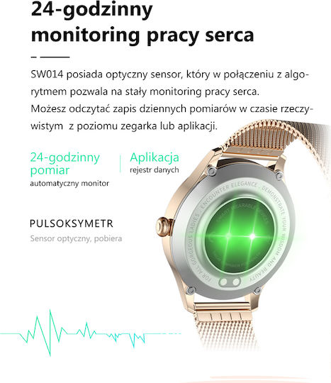 G.Rossi SG009B 38mm Smartwatch με Παλμογράφο (Pink Gold)