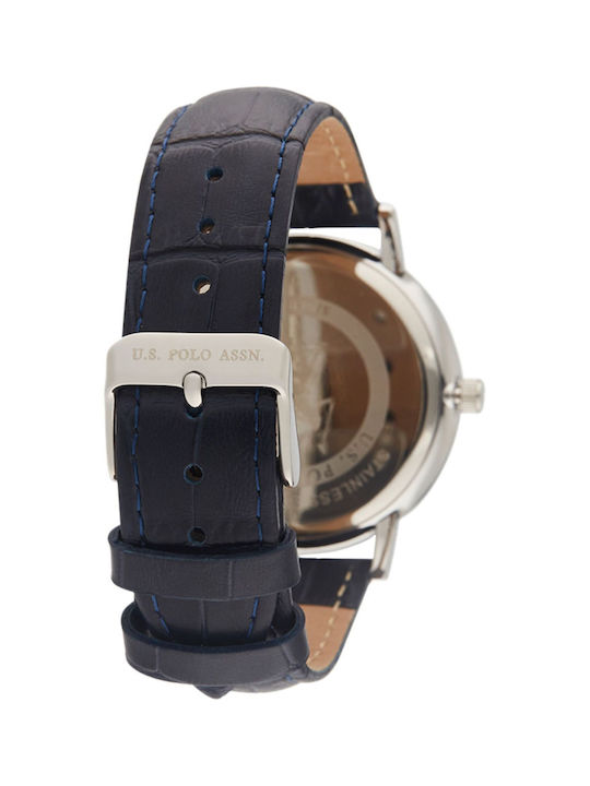 U.S. Polo Assn. Watch with Black Leather Strap