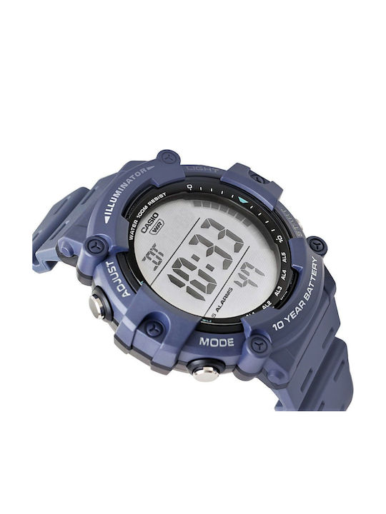 Casio Digital Men's Watch Battery with Blue / Blue Rubber Strap