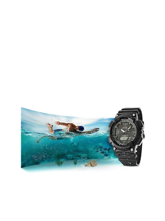 Casio Ανδρικό Ρολόι Solar με Μαύρο Καουτσούκ Λουράκι