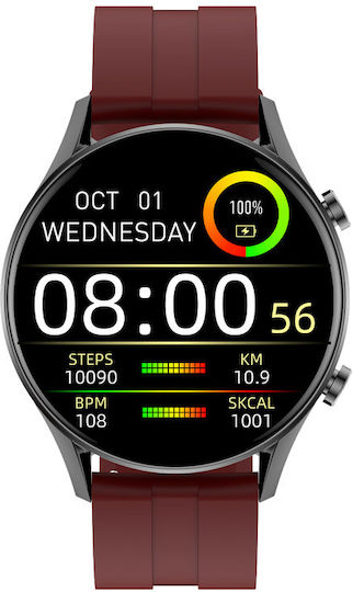 G.Rossi SG014C 46mm Smartwatch mit Pulsmesser (Black/Red)