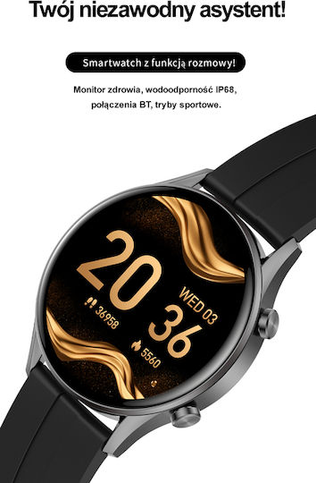 G.Rossi SG014C 46mm Smartwatch mit Pulsmesser (Black/Red)