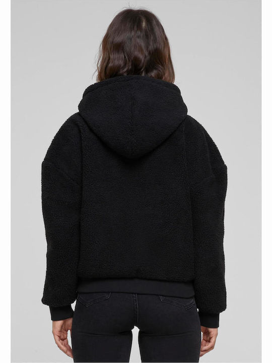 Women's Blouse Sherpa Long Sleeve Black