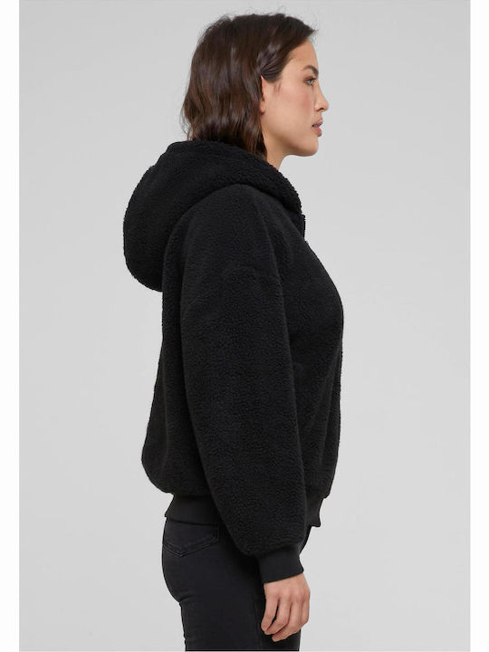 Women's Blouse Sherpa Long Sleeve Black