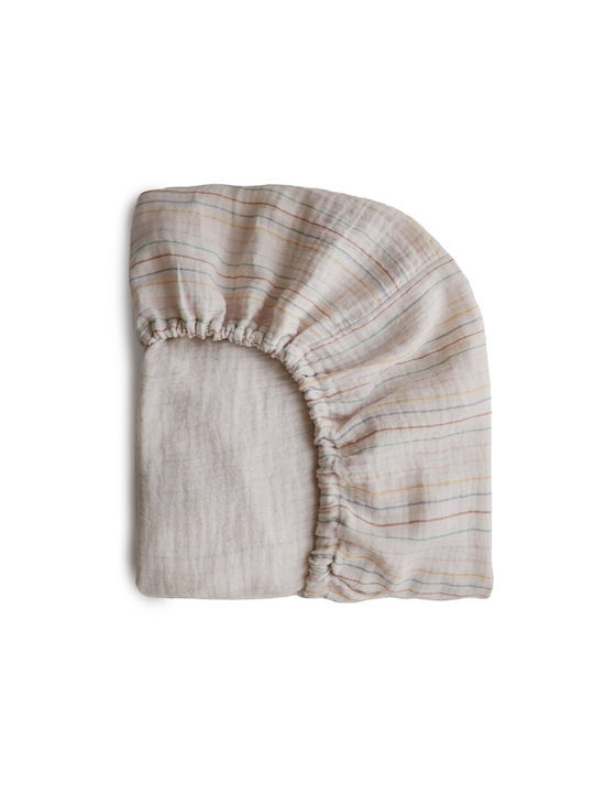 Mushie Baby Bettlaken Für Wiege Baumwolle Angepasst Beige 100x40cm