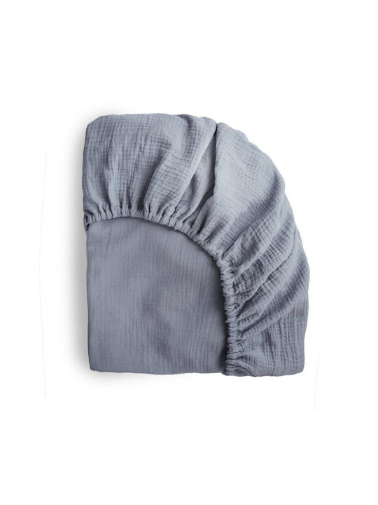Mushie Бебешки Чаршаф За Количка Памук с ластик Сив 100x40бр