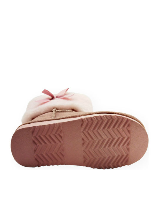 Boots with Fur Suede Kids Boots with Zipper Pink