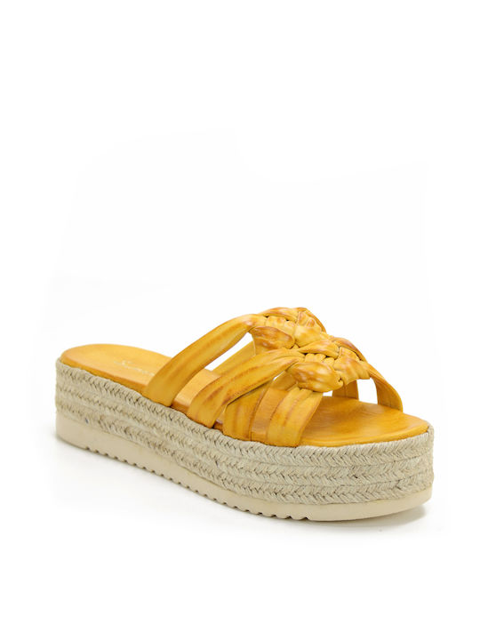 Sopasis Shoes Women's Flat Sandals Flatforms in Yellow Color