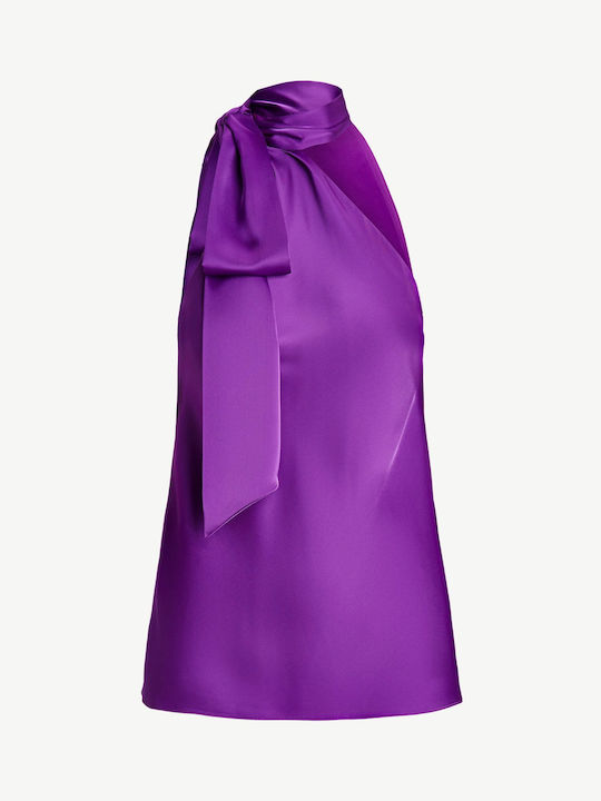 Ralph Lauren Bluza de Damă Fără mâneci cu Legătură la Gât Purple