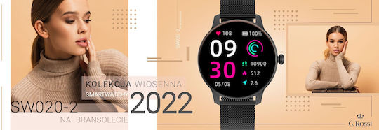 G.Rossi 40mm Smartwatch με Παλμογράφο (Μαύρο)