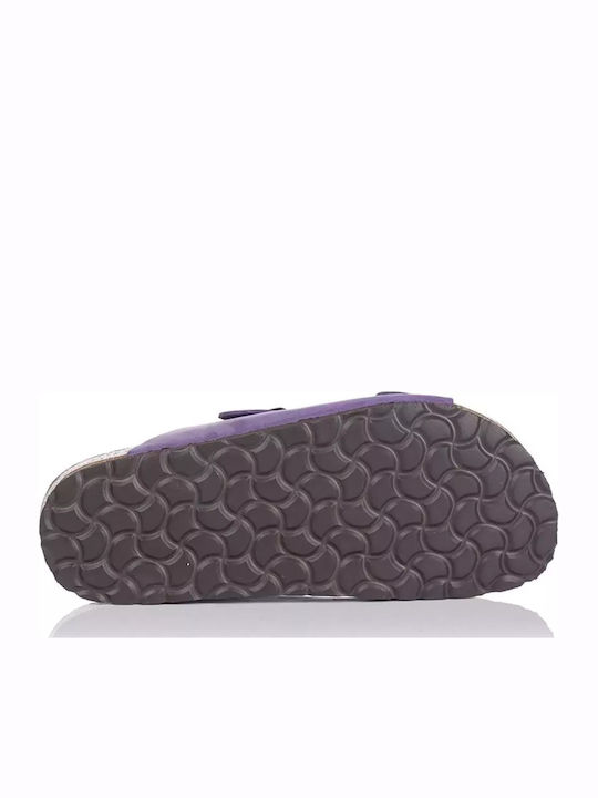 Leder Flache Sandalen für Damen in Lila Farbe