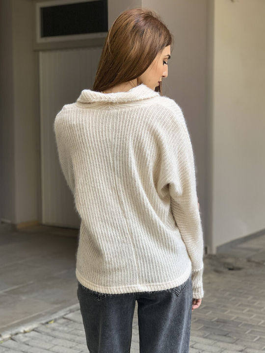 Lipsy London Women's Long Sleeve Sweater Woolen with V Neckline ecru (ecru)