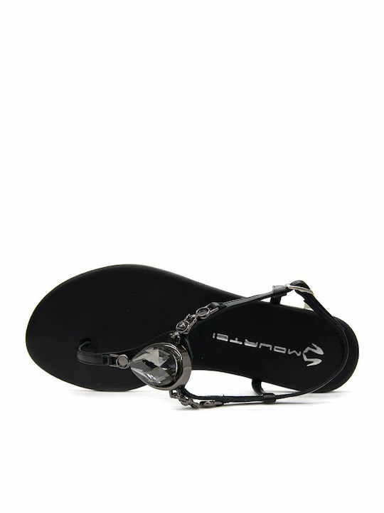 Leder Flache Sandalen für Damen in Schwarz Farbe