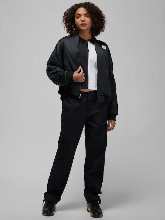 Flight Renegade Women's Short Bomber Jacket for Winter Black