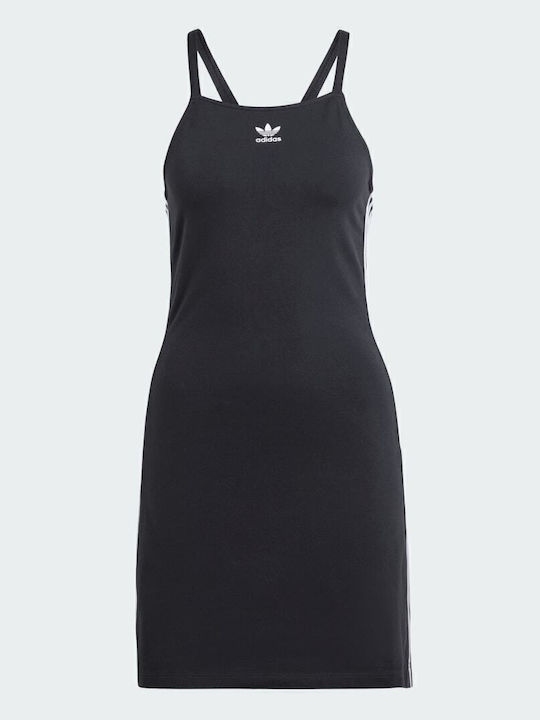 3 Stripes Mini Athletic Dress with Spaghetti Strap Black