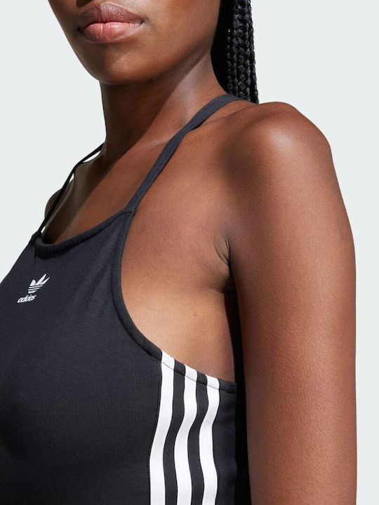 3 Stripes Mini Athletic Dress with Spaghetti Strap Black