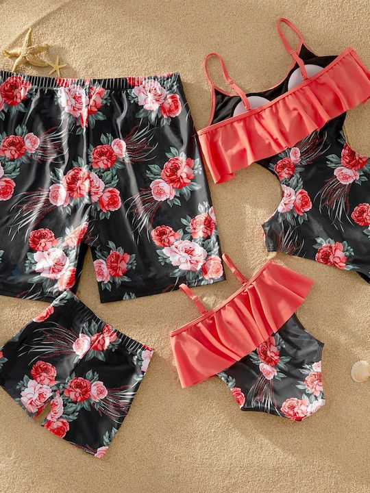 iEFiEL Kids Swimwear One-Piece Black - Red