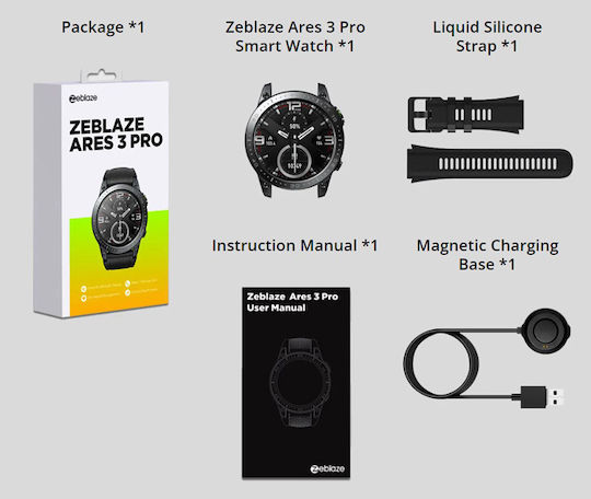 Zeblaze Ares 3 Pro 49mm Smartwatch με Παλμογράφο (Μαύρο)