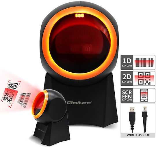 Qoltec Presentation Scanner Wired with 2D and QR Barcode Reading Capability