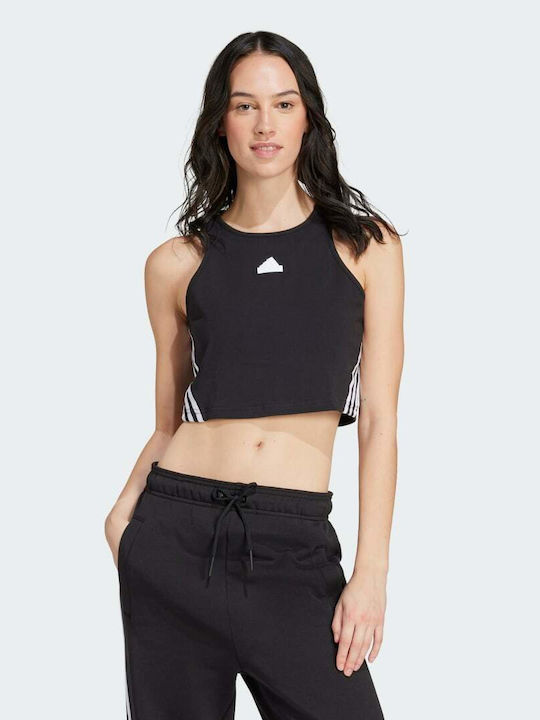 Adidas Future Icons 3-stripes Damen Sportliches Crop Top Ärmellos Schwarz