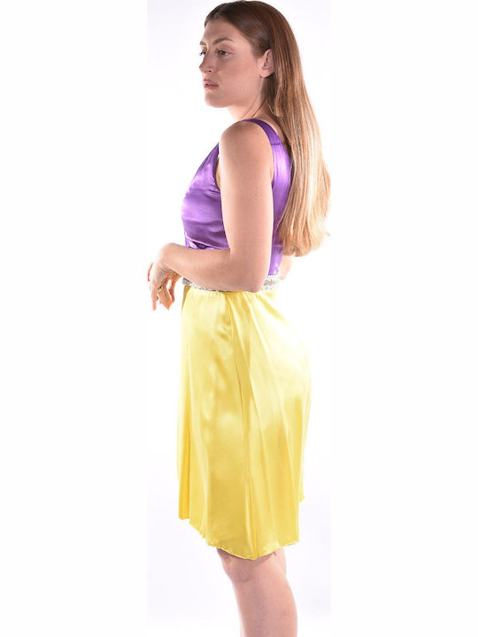 Sommer Mini Abendkleid Satin A-Linie (Ambeige)