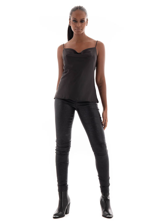 Vero Moda Γυναικείο Υφασμάτινο Παντελόνι σε Skinny Εφαρμογή Μαύρο