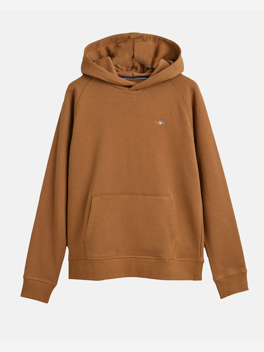 Gant Kids Sweatshirt with Hood and Pocket Brown