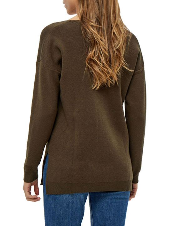 Peppercorn Rosalia Women's Long Sleeve Sweater with V Neckline Coffee.