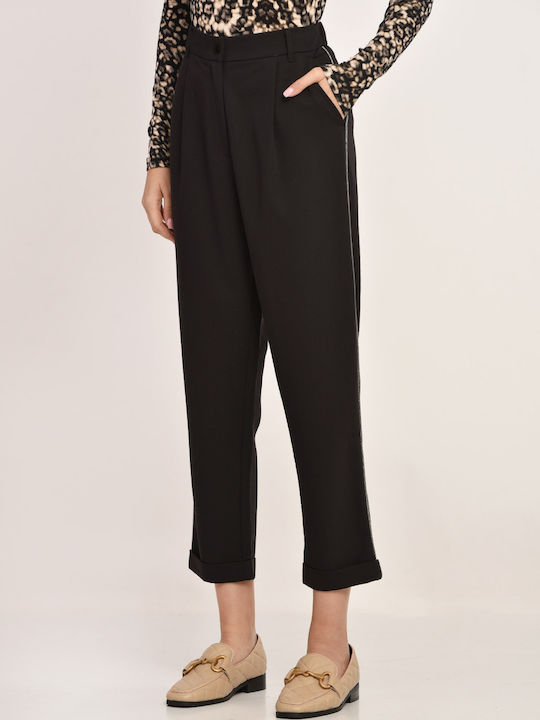 Gaudi Women's Fabric Trousers in Carrot Fit Black