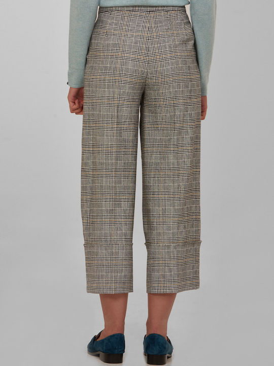 Diana Women's Fabric Trousers Checked Gray