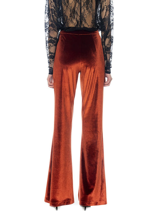 Damen Hoch tailliert Stoff Hose in Bootcut Passform Orange