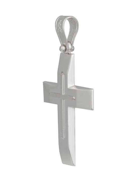 Men's White Gold Cross 14K