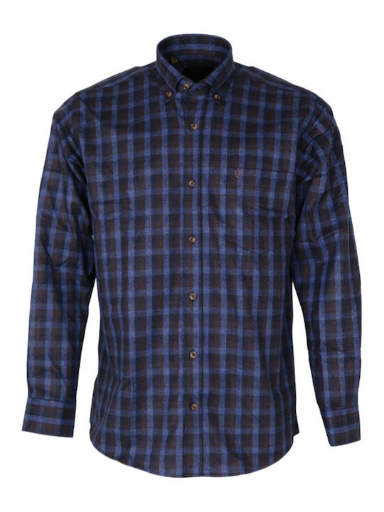 Bradley Men's Shirt Long Sleeve Flannel Checked Black