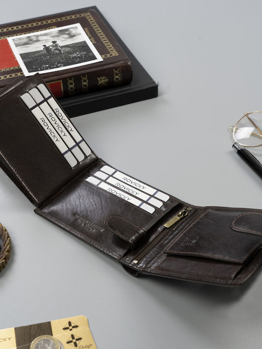 Leather Men's Wallet with RFID Brown