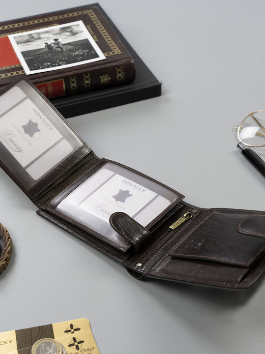 Leather Men's Wallet with RFID Brown