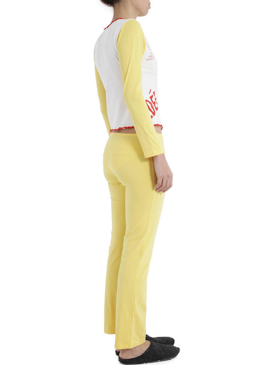 Pepita Winter Damen Pyjama-Set Gelb