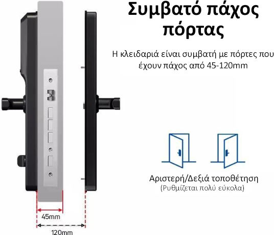 MOES Ηλεκτρονική Κλειδαριά K1 Pro 24X240 σε χρώμα Μαύρο με Σύνδεση Wi-Fi
