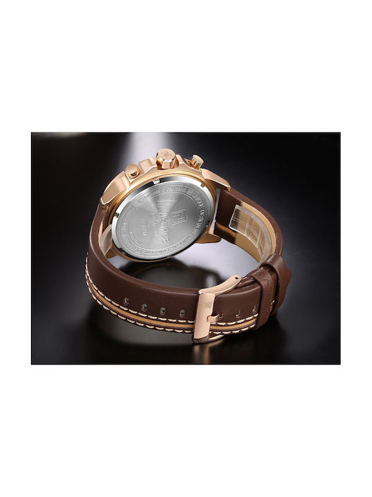 Naviforce Ceas Bărbați 13mm Cronograf Baterie Cu Curea Din Piele Maro