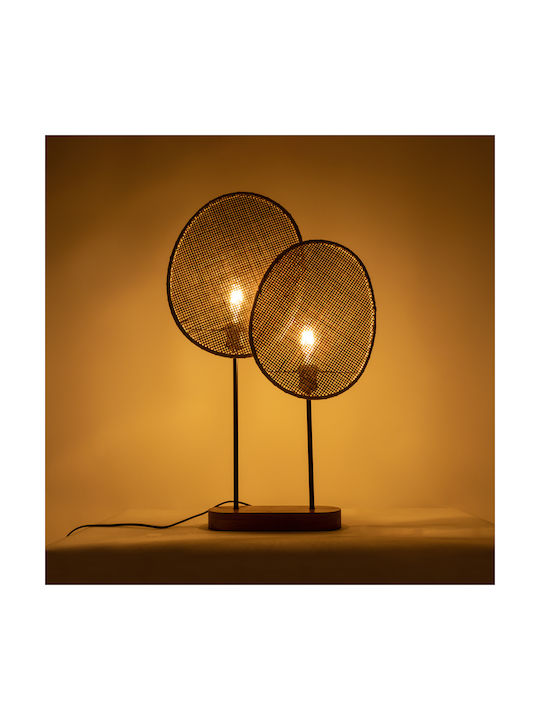 GloboStar Azul Holz Tischlampe für Fassung E27 mit Beige Schirm und Basis