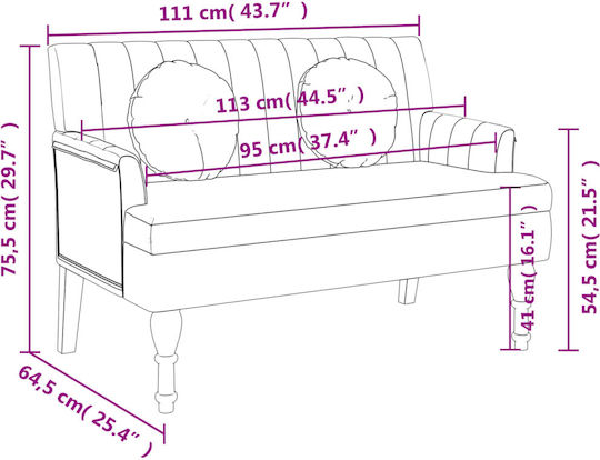 Canapea Cu Două Locuri Gri Închis Cu Perne Decorative 113x64.5x75.5cm