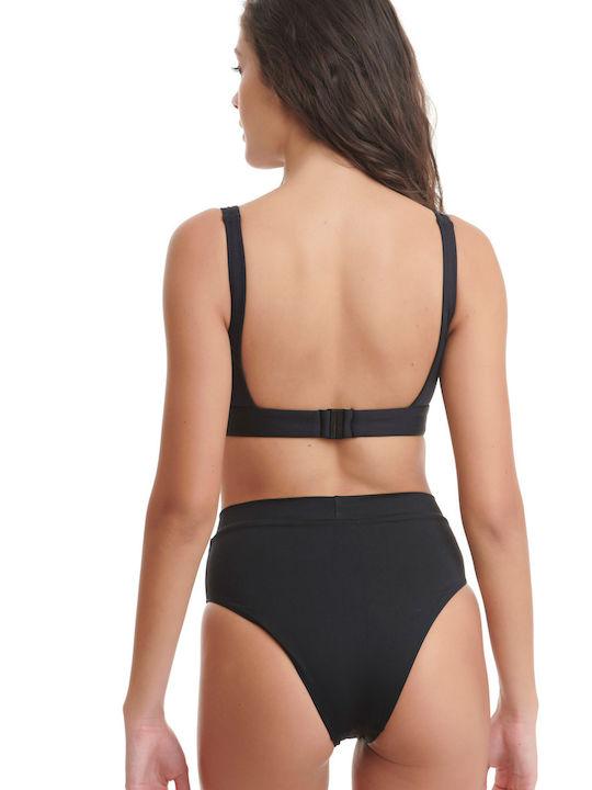 Set Bikini Τριγωνάκι Ψηλόμεσο Μαυρο