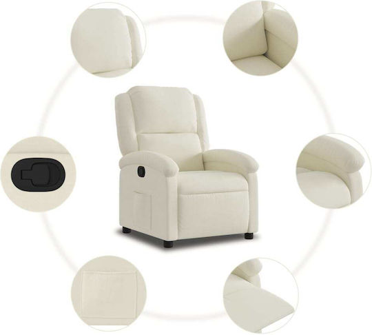 Πολυθρόνα Relax με Υποπόδιο Βελούδινη Κρεμ 71x86.5x99.5cm