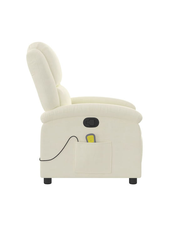 Πολυθρόνα Relax Massage με Υποπόδιο Βελούδινη Κρεμ 71x86.5x99.5cm