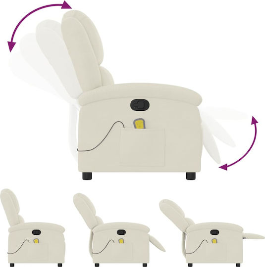 Πολυθρόνα Relax Massage με Υποπόδιο Βελούδινη Κρεμ 71x86.5x99.5cm